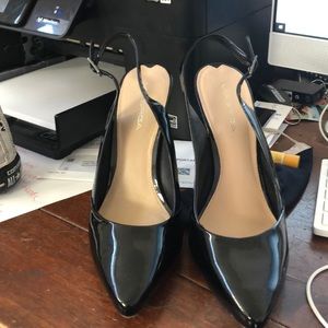Via Spiga Glossy Black Slingback Heels